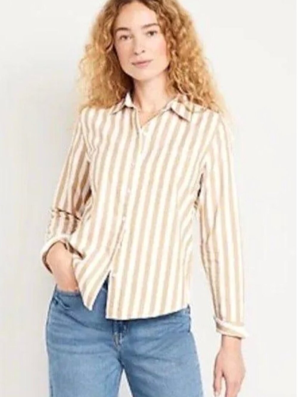 NWT Old Navy The Boyfriend 100% cotton striped long sleeve shirt, XXXL Petite